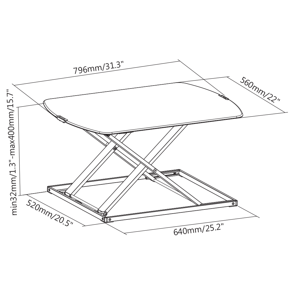 HFTM-STM2600: Sit-Stand Desk Workstation Base - Black